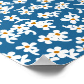 Impression florale les années 70 en bleu, Floral V (Coin)