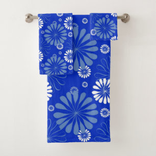 Impression florale moderne bleu électrique