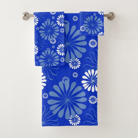 Impression florale moderne bleu électrique (En situation)