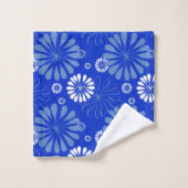 Impression florale moderne bleu électrique (Gant de toilette)