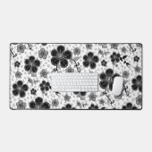 Impression florale noire et blanche (Clavier et souris)