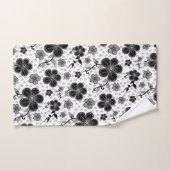 Impression florale noire et blanche (Serviette à main)