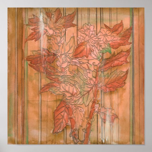 Impression florale orange moderne sur Arrière - pl (Devant)