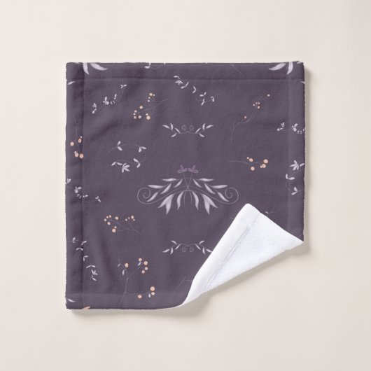 Impression florale pourpre (Gant de toilette)