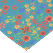 Impression florale rétro chic sur nappe Turquoise (Angle)