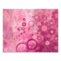 Impression florale rose vibre - Flores Abstraites,
