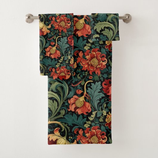 Impression florale rouge William Morris (En situation)
