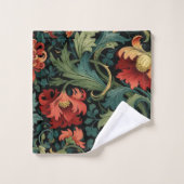 Impression florale rouge William Morris (Gant de toilette)