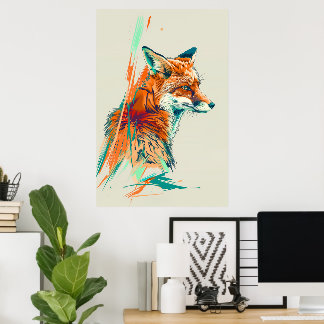 Impression Fox Art Abstraite, Illustration vive