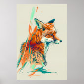 Impression Fox Art Abstraite, Illustration vive (Devant)