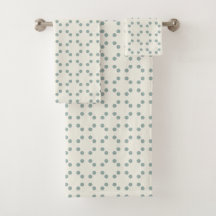 Impression géométrique blanche avec pois bleu-vert
