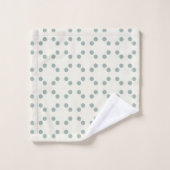Impression géométrique blanche avec pois bleu-vert (Gant de toilette)