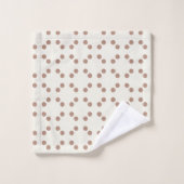 Impression géométrique blanche avec pois brun (Gant de toilette)