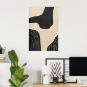 Impression Giclée d'art abstrait noir et beige Mod (Bureau à domicile)