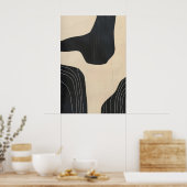 Impression Giclée d'art abstrait noir et beige Mod (Cuisine)