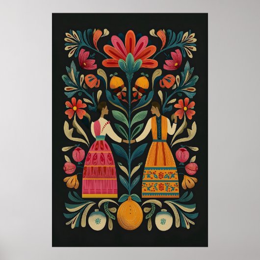 Impression Giclée d'art populaire mexicain Figures (Devant)