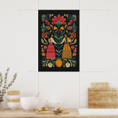 Impression Giclée d'art populaire mexicain Figures (Cuisine)