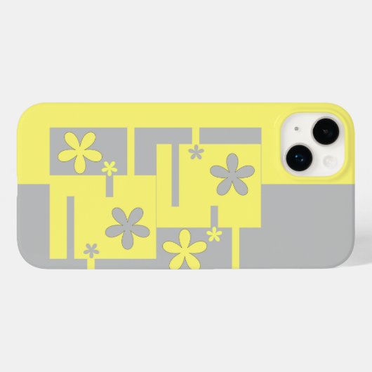 impression gris et jaune, coque iphone Coque-mat (Verso (horizontal))