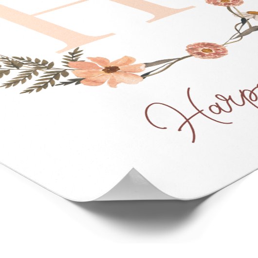 Impression initiale florale personnalisée | Monogr (Coin)