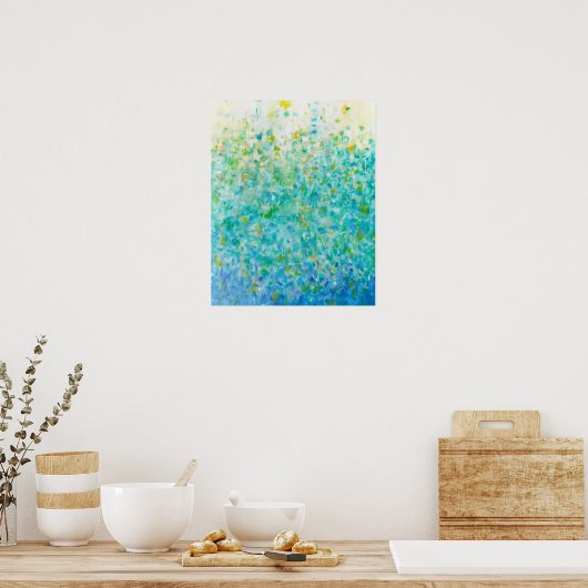 Impression jaune clair bleu Abstrait 16x20 (Cuisine)