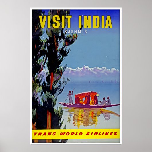 Impression Kashmir Inde Art TWA Voyage Affiche (Devant)
