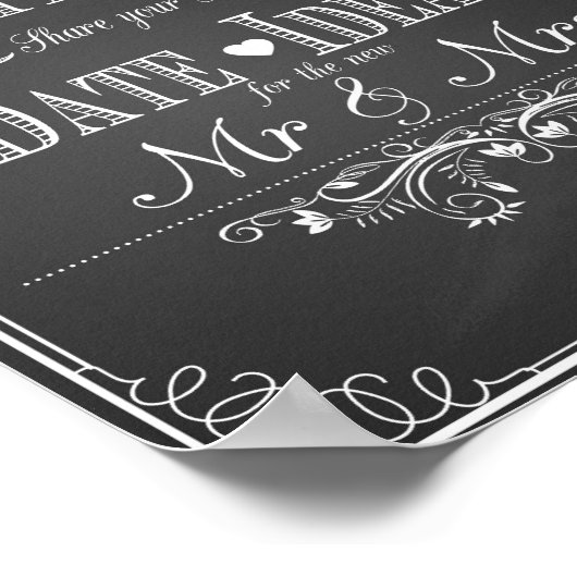 Impression mariage "pot de date" Tableau noir vint (Coin)