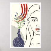 Impression minimaliste en ligne féminine, Silhouet (Devant)