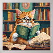 Impression murale de chat - Cute Reading Chat (Devant)