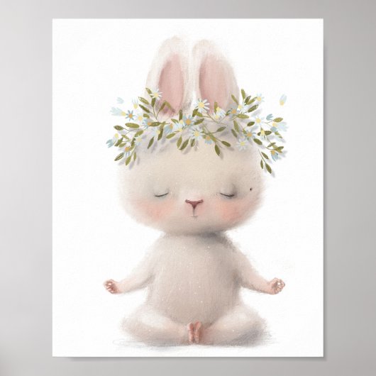 Impression murale de méditation de lapin aquarelle (Devant)