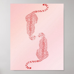 Impression murale rose Cheetah, Art mural tendance