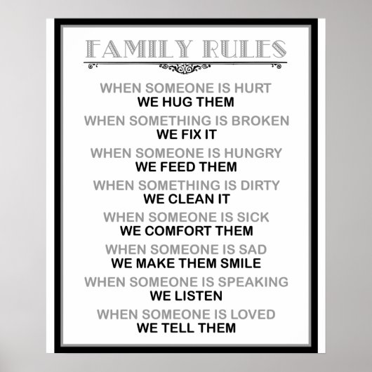 Impression ou affiche des règles de famille (Devant)