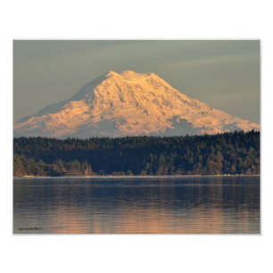 Impression Photo 11X14 Mount Rainier et Coque Inlet à Dusk
