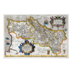 Impression Photo 1560 Map of le Portugal by Ortelius