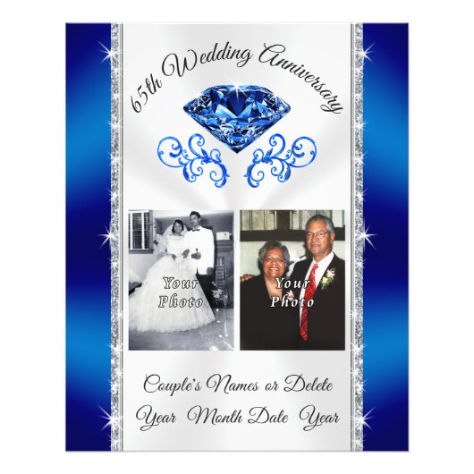 Impression Photo 1, 2 Photo, 65e anniversaire de Mariage Décoration (Devant)