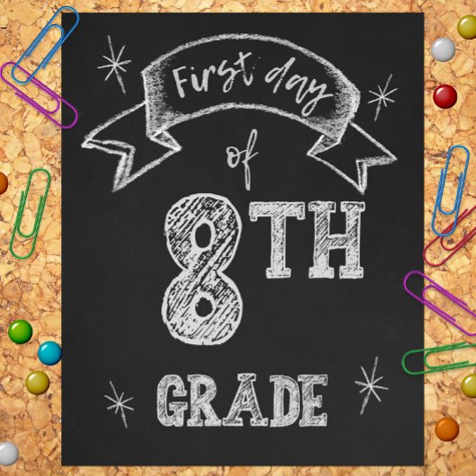 Impression Photo 1er jour de 8e année, 1er jour Retour à l'école