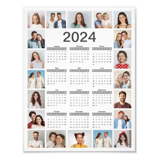 Impression Photo 20 Collage de photos 2024 Calendrier Élargissement (Devant)