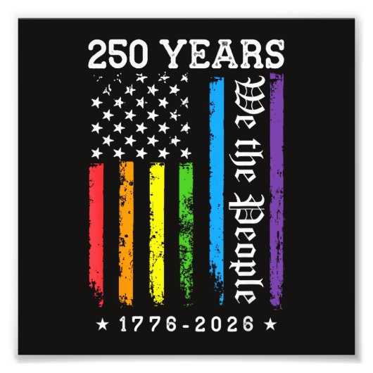 Impression Photo 250 Ans de Drapeau de Fierté LGBT Américain 250e A (Devant)