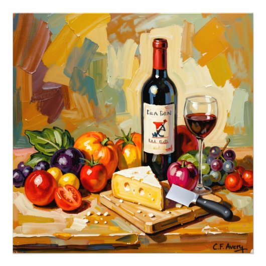 Impression Photo 27.03" x 27.03" Wine Fruit Cheese (Devant)