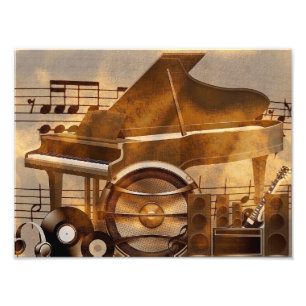 IMPRESSION PHOTO 313583 DIGITAL MUSICAL GOLDEN COLLAGE GUITAR PIANO