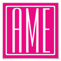 3 Initiales Monogramme | Blanc sur rose chaud