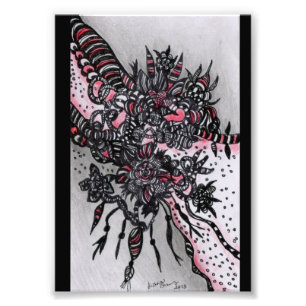 Impression Photo 4x6 ACEO. Copie d'art. Rouge et noir