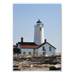 Impression Photo 5X7 Nouveau phare de morsure Dungeness à Sequim, W