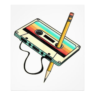 Impression Photo 80s Cassette Tape Pencil 1980s Retro Vintage Throw