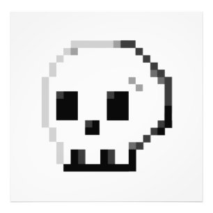 Impression photo 8 bits en pixels du crâne