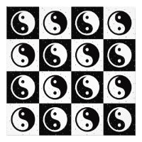 À damiers blanc noir Yin-yang Zen Block Imprimer