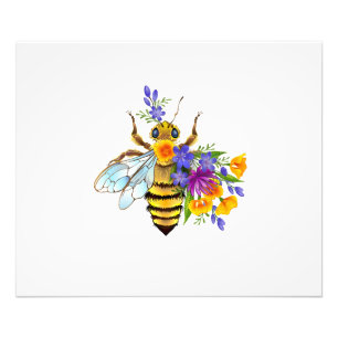 Impression Photo Abeille à fleurs avec plantes sauvages