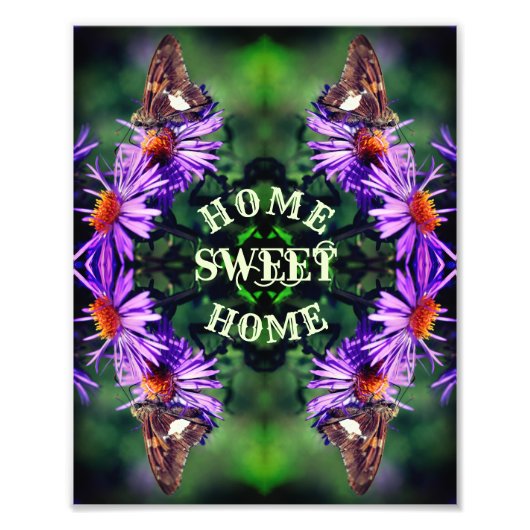 Impression Photo Accueil Sweet Home Papillon Fleur Abstraite (Devant)