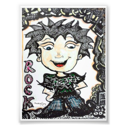 Impression Photo ACEO 4x5.4 Caricature Rocker avec art (Devant)