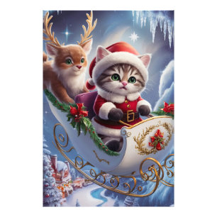 Impression Photo Adorable Maine Coon Santa Claus Kitten à Enchante