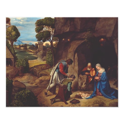 Impression Photo Adoration des bergers par Giorgione (Devant)